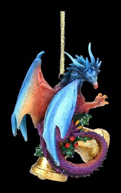 Figuren Shop GmbH Christbaumschmuck Christbaumschmuck - Weihnachts-Drache Glöckchen - Fantasy Weihnachten (1-tlg)