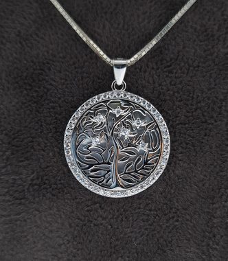 NAHLE Kette mit Anhänger Silberkette Lebensbaum Baum des Lebens Damen Kette (inkl. Schmuckbox), 925 Silber