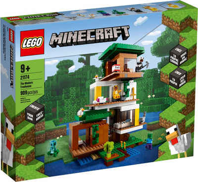 LEGO® Konstruktionsspielsteine LEGO® Minecraft™ - Das moderne Baumhaus, (Set, 909 St)