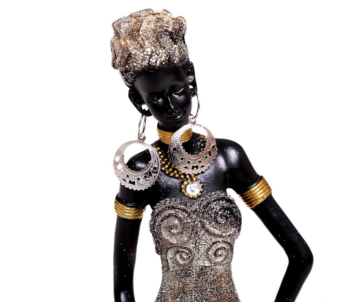 Brillibrum Dekofigur Afrikanerin Frau Himba Afrika Massai Afrikatische Mit Zulu Dekoration Deko Mutter Groß Polyresin Skulptur Dekofigur Style Statue Kind
