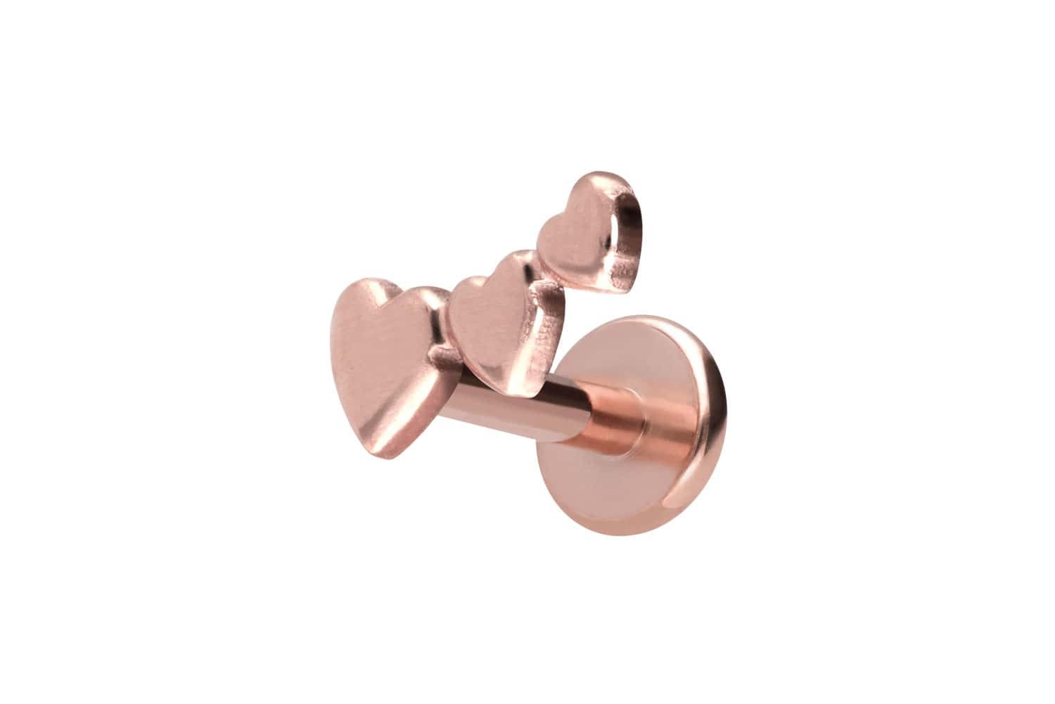 PIERCINGLINE Piercing-Set Titan Labret mit Push Fit 3 HERZEN (Labrets, 1-tlg)
