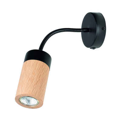 BRITOP LIGHTING Wandleuchte ANNICK, LED wechselbar, Warmweiß, Aus edlem Eichenholz und Metall, mit flexiblem Arm und Schalter