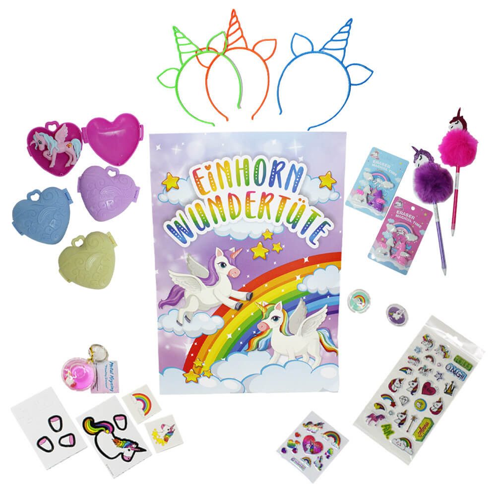 BEMIRO Wundertüte 4er Set Einhorn Wundertüte gefüllt