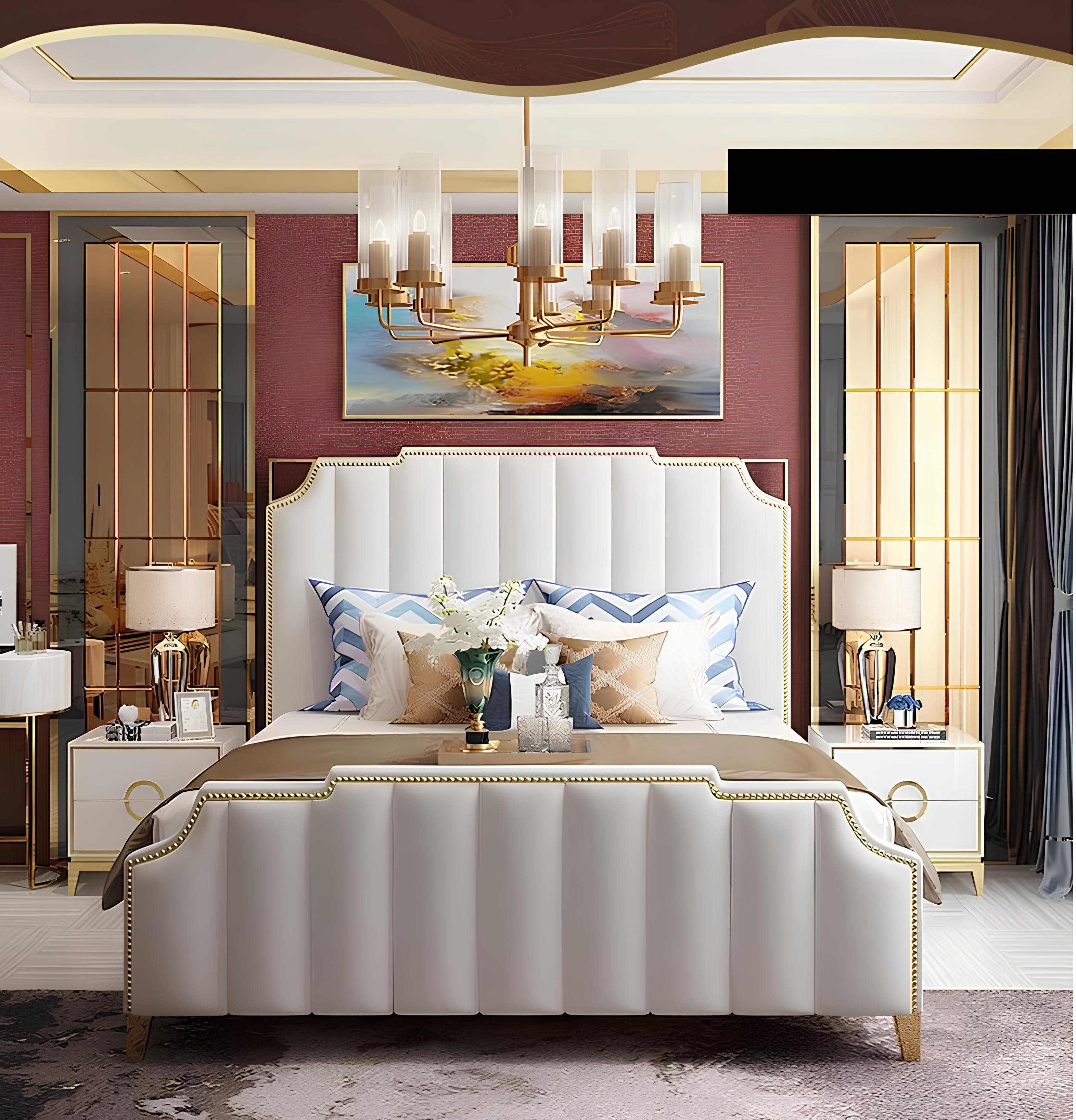 Xlmoebel Schlafzimmer-Set Italienisches Schlafzimmer-Set in klassischem Design, (3tlg.Schlafzimmer Set (Bett + 2x Nachttisch), Hergestellt in Europa