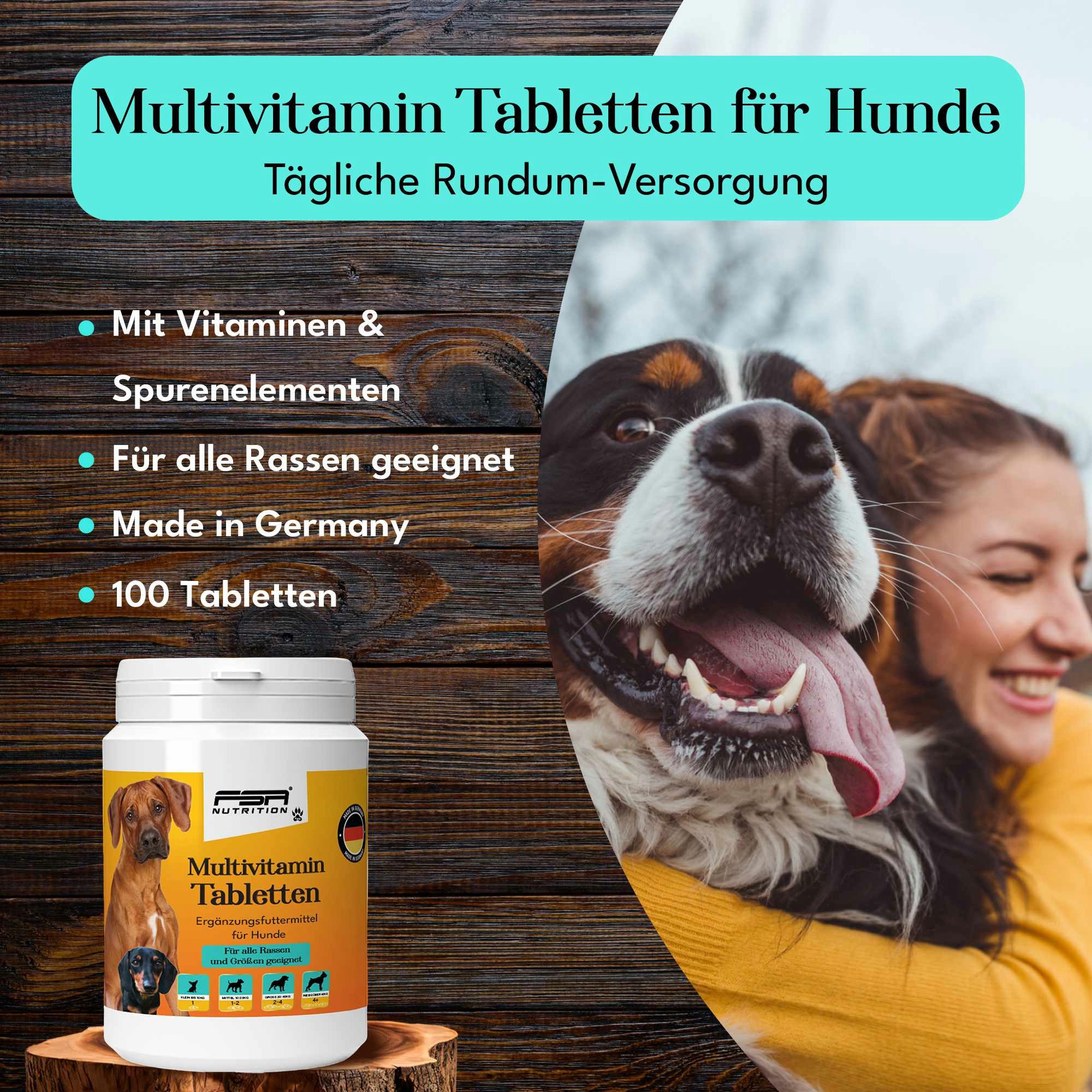 FSA NUTRITION Multivitamintabletten für Hunde, Vitamine für Hunde, Ergänzungsfutter für: Hunde