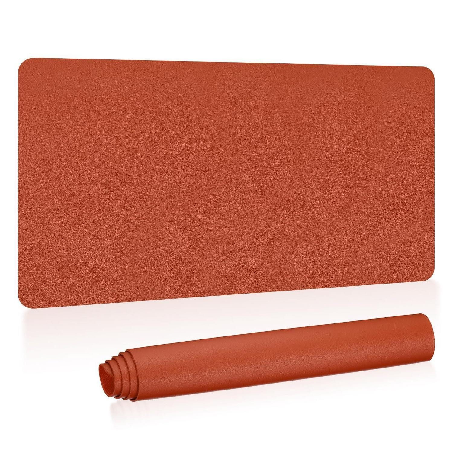 LuxusKollektion Schreibtischunterlage Schreibtischunterlage Leder 80x38cm Orange doppelseitig