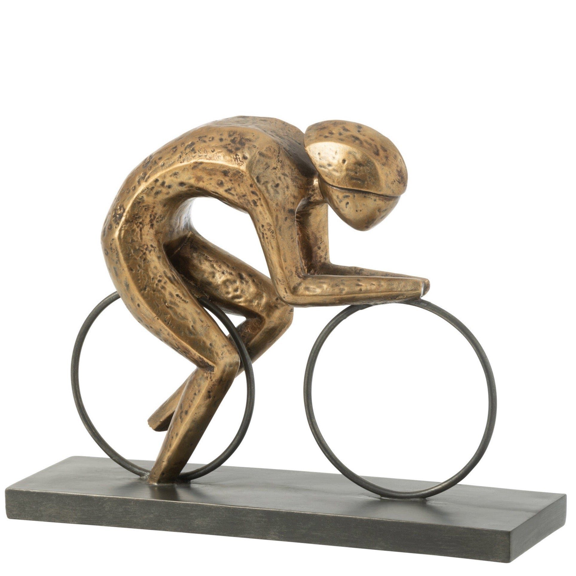 GILDE Dekoobjekt 2er Set Radfahrer Gold Basis, - Zwei in Polyresin, Skulpturen Unte auf