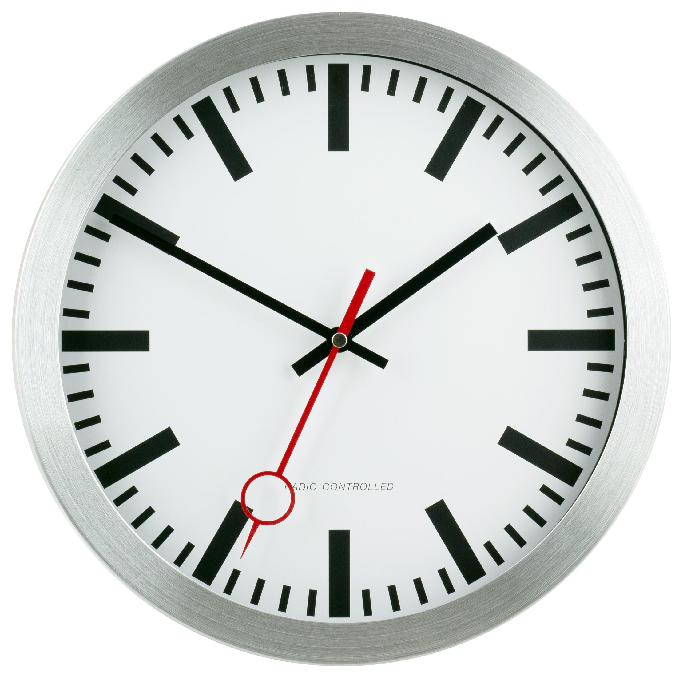 EUROTIME Funkwanduhr 59002-07 Funkwanduhr mit Bahnhofszifferblatt und Kellensekunde