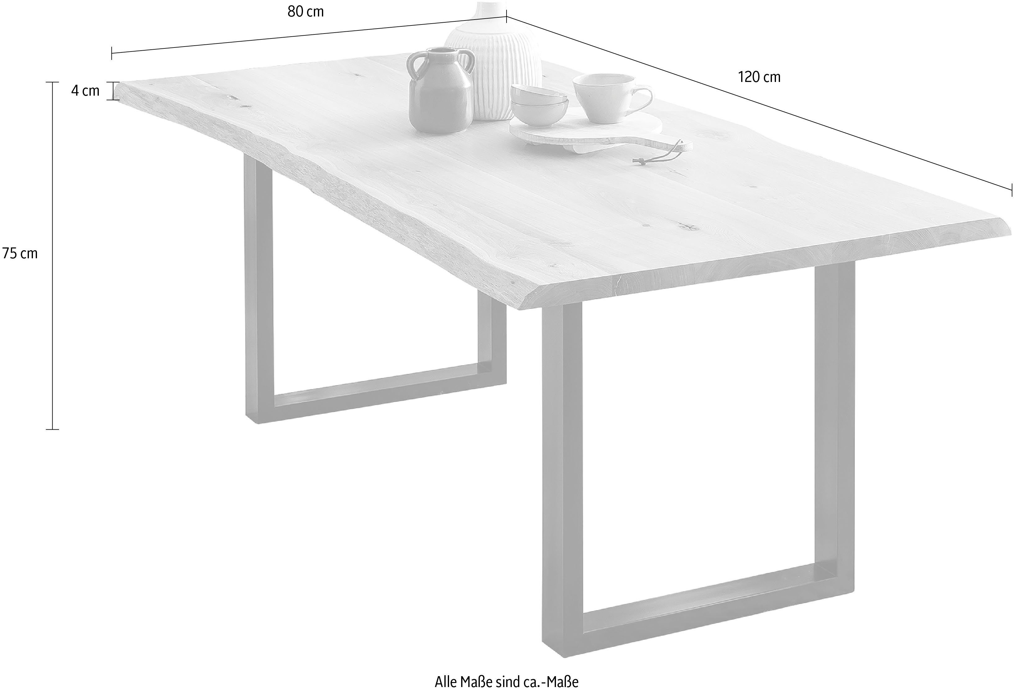 SalesFever Schreibtisch Villach Arbeitsplatz, echte Baumkante, Home office Laptoptisch