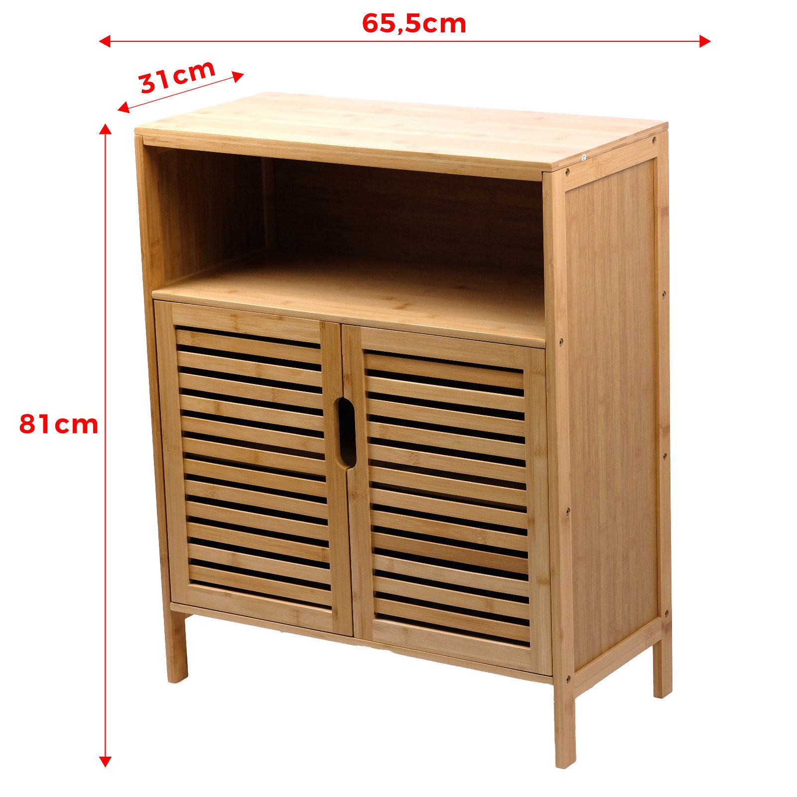 AD.CON Badregal Badezimmerschrank Bambus Badregal Badschrank mit 3 Ablagen 81x65x31cm – Bild 4 von 5
