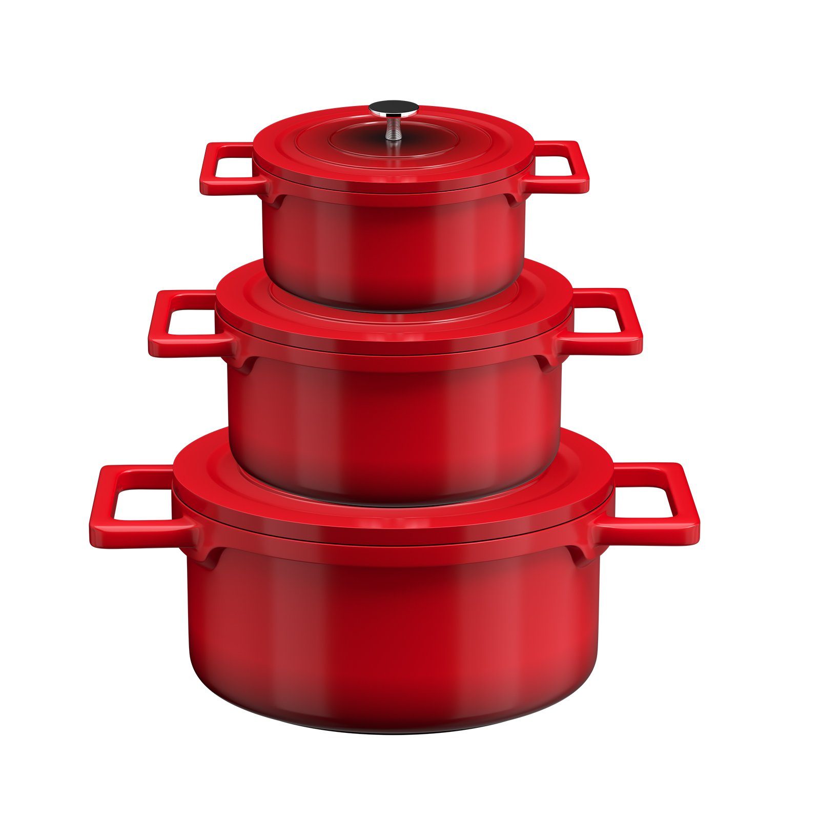 HOMELUX Topf-Set Rot Topf Induktions Kochtöpfe mit Deckel Suppentöpfe Set, Aluminium (6-tlg., für alle Herdarten), induktionsgeeignet