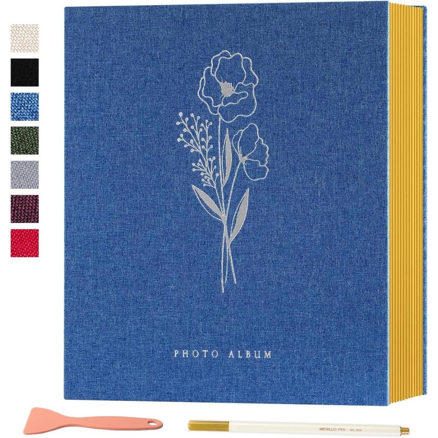 LuxusKollektion Sammelalbum Fotoalbum selbstklebend einkleben 33,5x32,8x6,2 cm, 80 Seiten Blau
