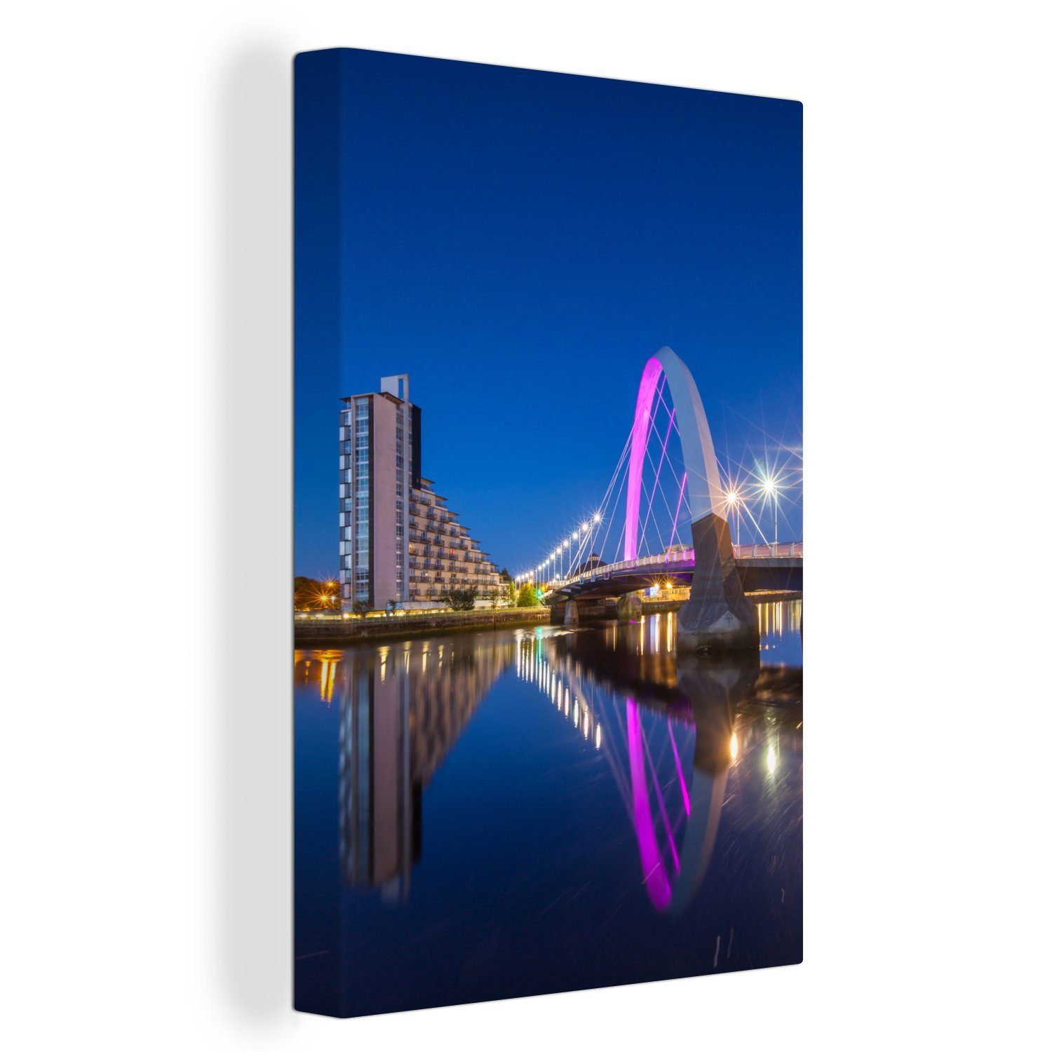 OneMillionCanvasses® Leinwandbild Rosa - Brücke - Glasgow, (1 St), Leinwandbild fertig bespannt inkl. Zackenaufhänger, Gemälde, 20x30 cm