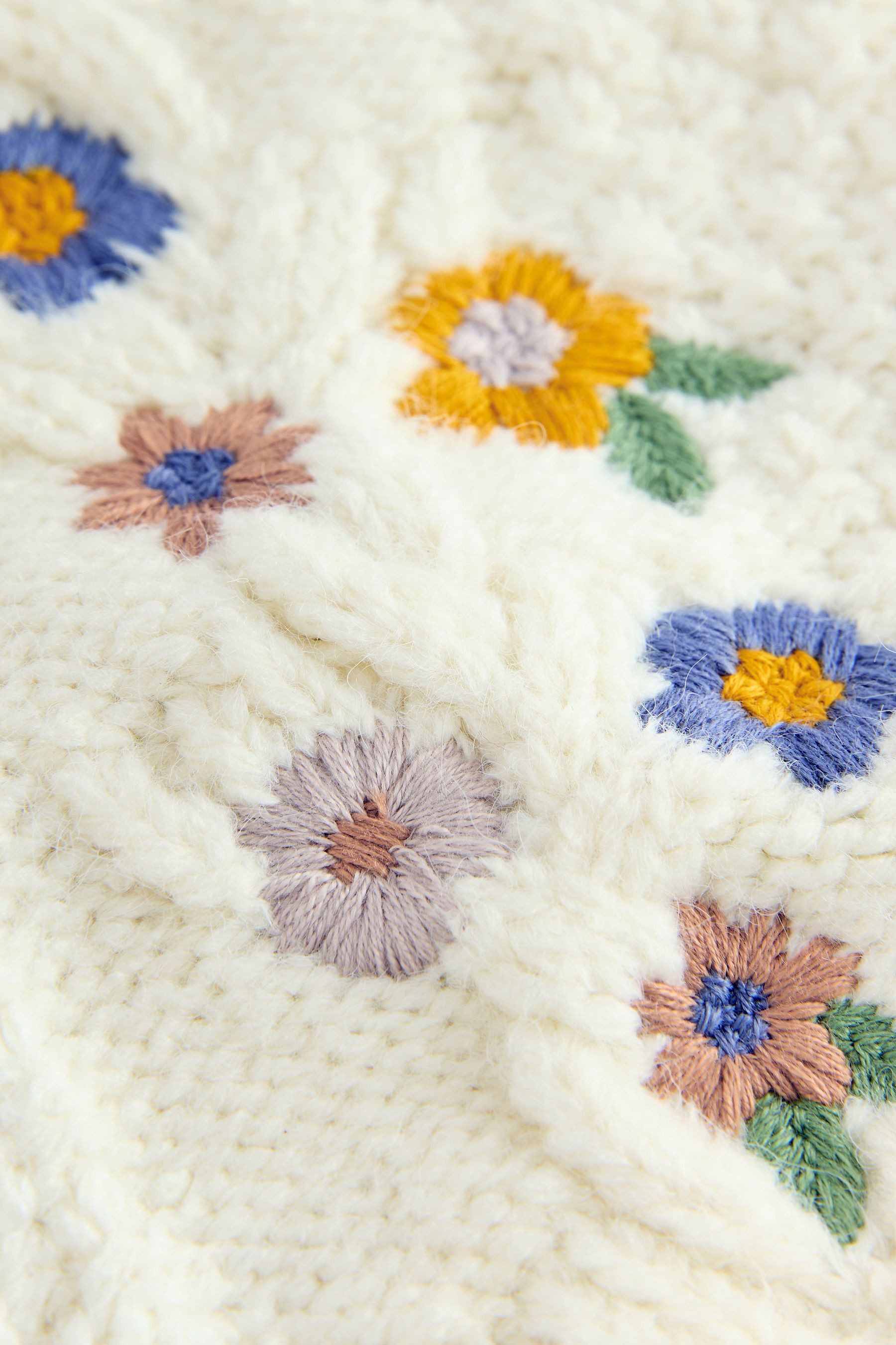 Next Strickjacke Strickjacke mit Blumenstickerei (1-tlg)