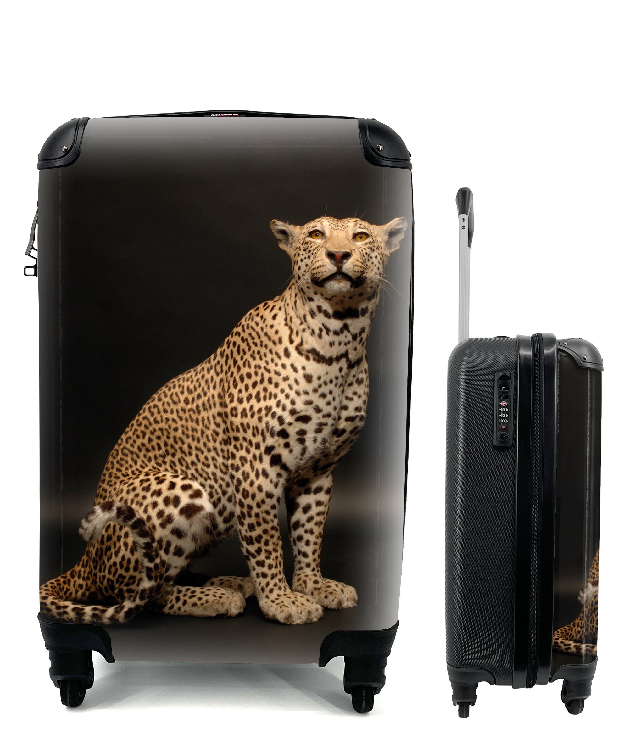 MuchoWow Handgepäckkoffer Leopard - Tiere - Fleck, 4 Rollen, Reisetasche mit rollen, Handgepäck für Ferien, Trolley, Reisekoffer