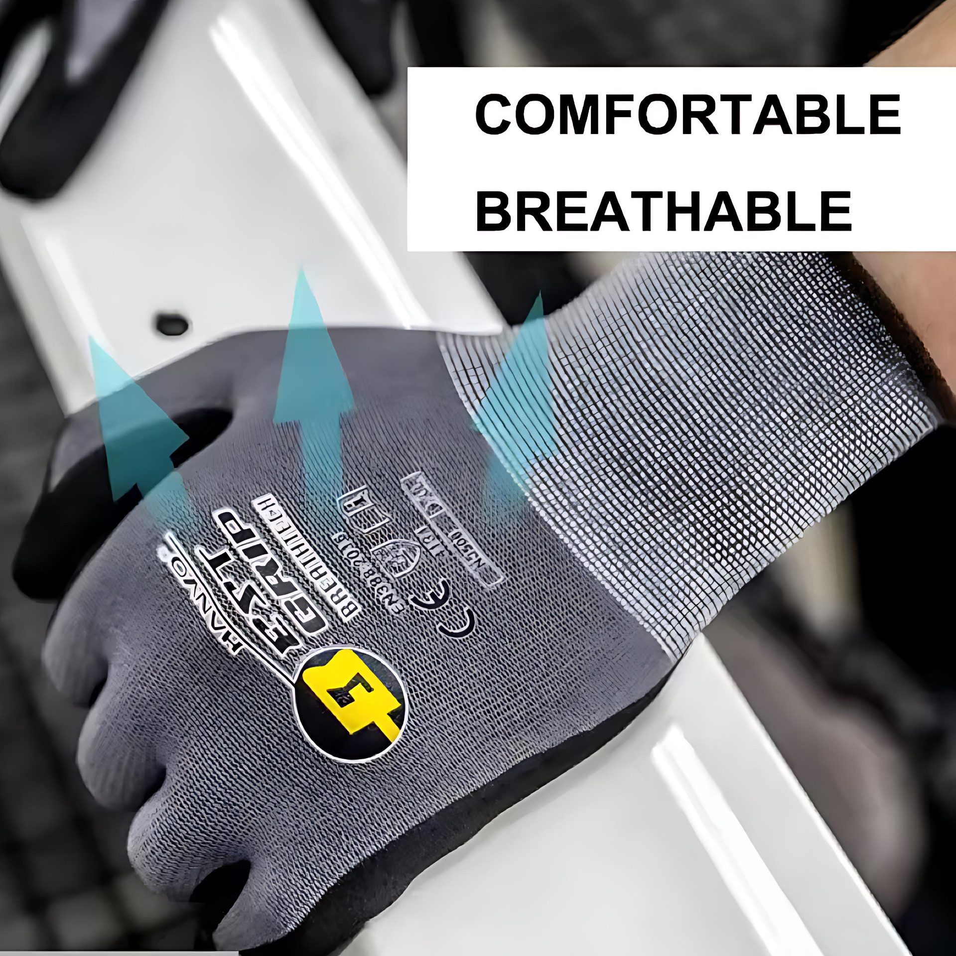 Wonder Grip Arbeitshandschuhe 3 Paar 15-Gauge PU-Nitril-Handschuhe.