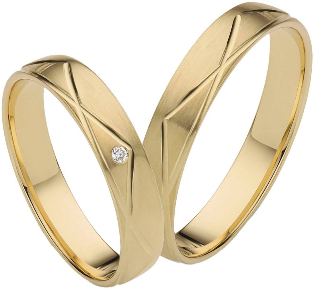 Firetti Trauring Schmuck Geschenk Gold 375 Hochzeit Ehering "LIEBE", Made in Germany - wahlweise mit oder ohne Brillant