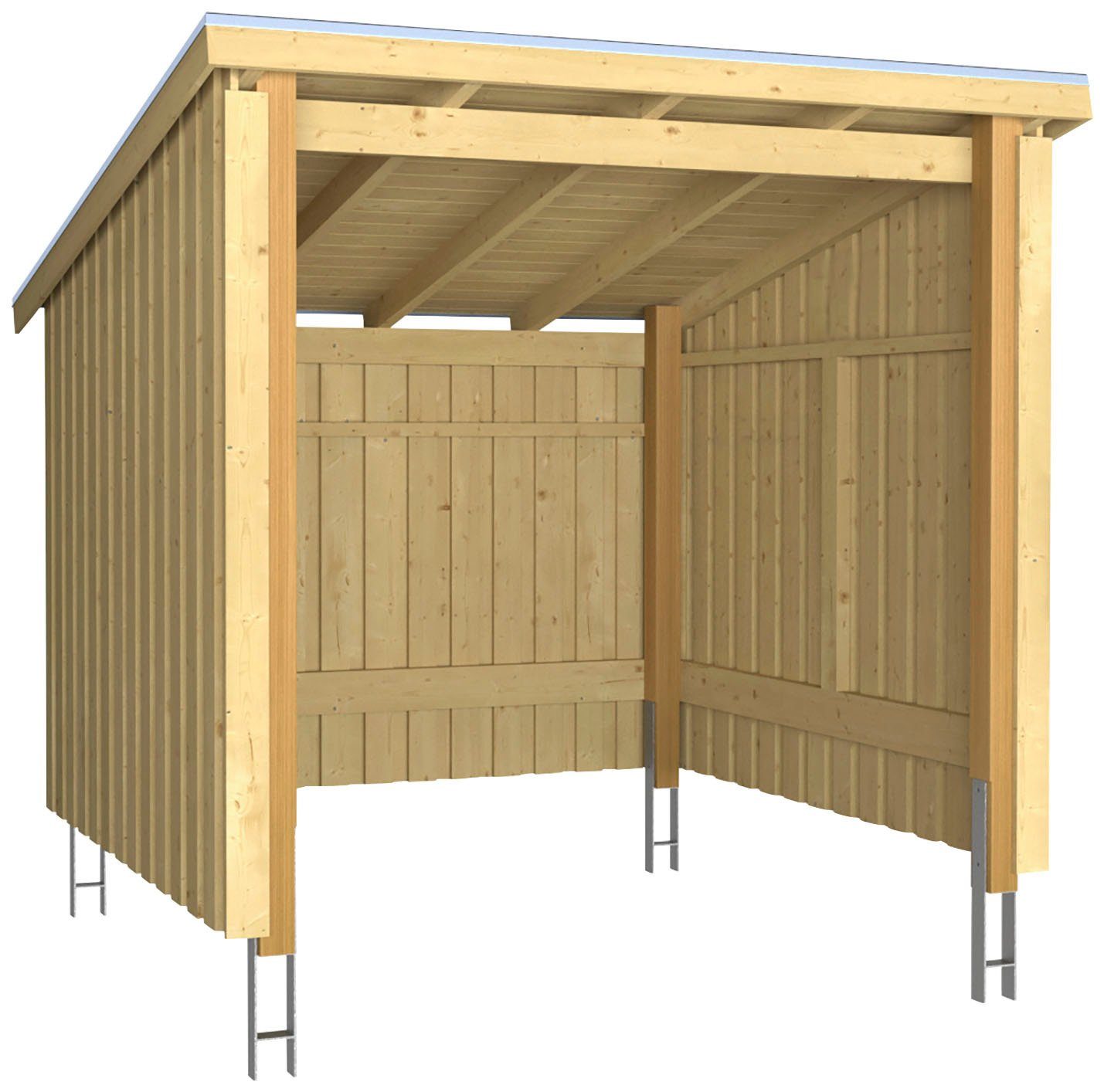 PLUS Gartenhaus Nordic, BxT: 218x229 cm, (Packung), Fahrradunterstand offen, inkl. Dachpappe/Aluleisten/H-Füße