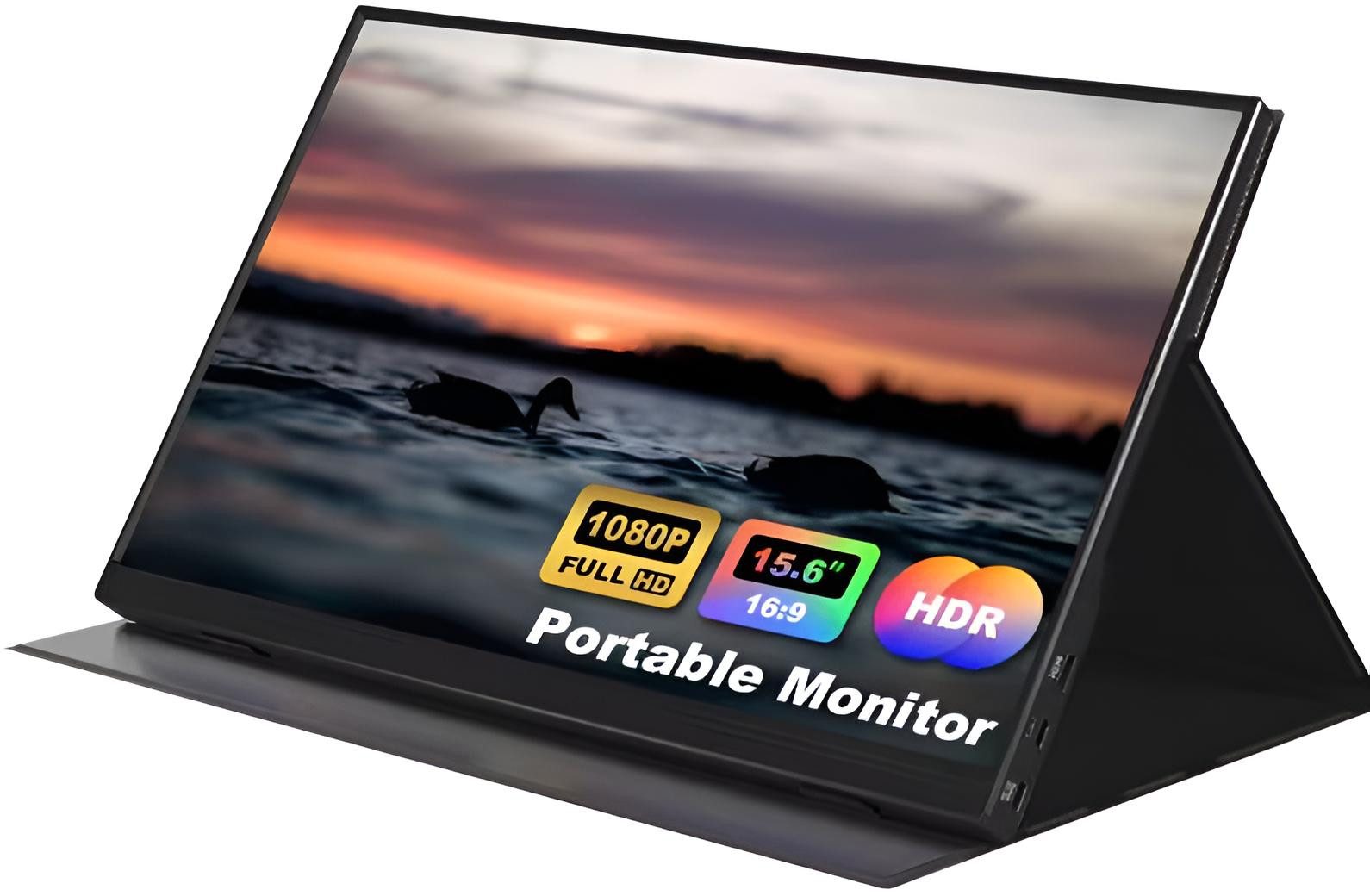 Goldstern-Tech PulseStorm Gaming-Monitor (39,6 cm/15.6 ", 1920 x 1080 px, Full HD, 120 Hz, IPS-LED, USB-C & HDMI, Dual Speaker, Touch/Non-Touch Auswahl, Smart-Cover)