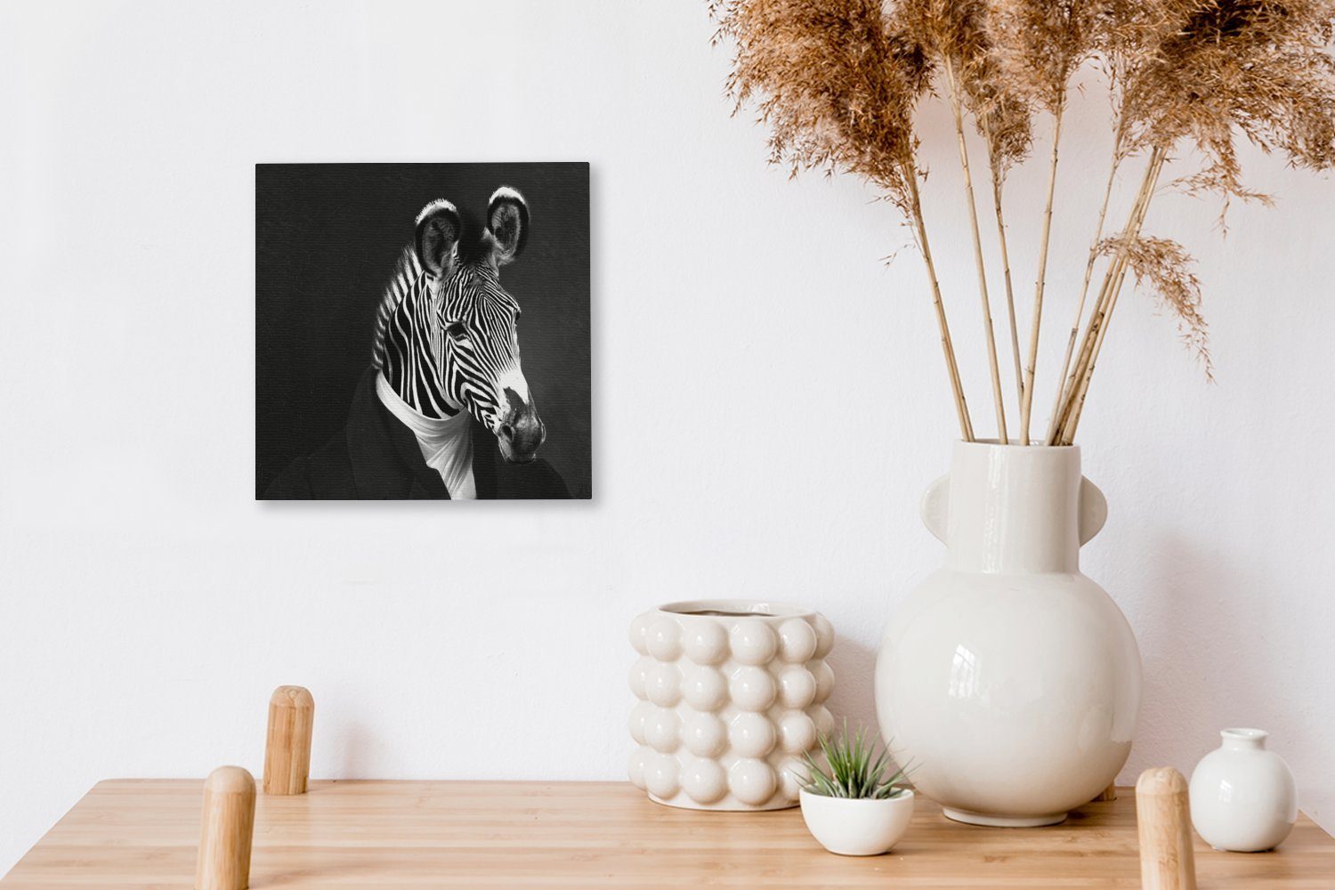 St), Malerei für Weiß, Leinwand Gemälde Schlafzimmer - Wohnzimmer - OneMillionCanvasses® (1 - Zebra Bilder bunt Schwarz