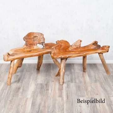 LebensWohnArt Sitzbank Teak Sitzbank PRIMITIV ca.130cm Natural (poliert, glänzend)