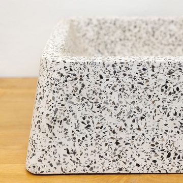 wohnfreuden Aufsatzwaschbecken Terrazzo Waschbecken ZOID 60 cm in weiß und schwarz gesprenkelt (Kein Set), 3_125806