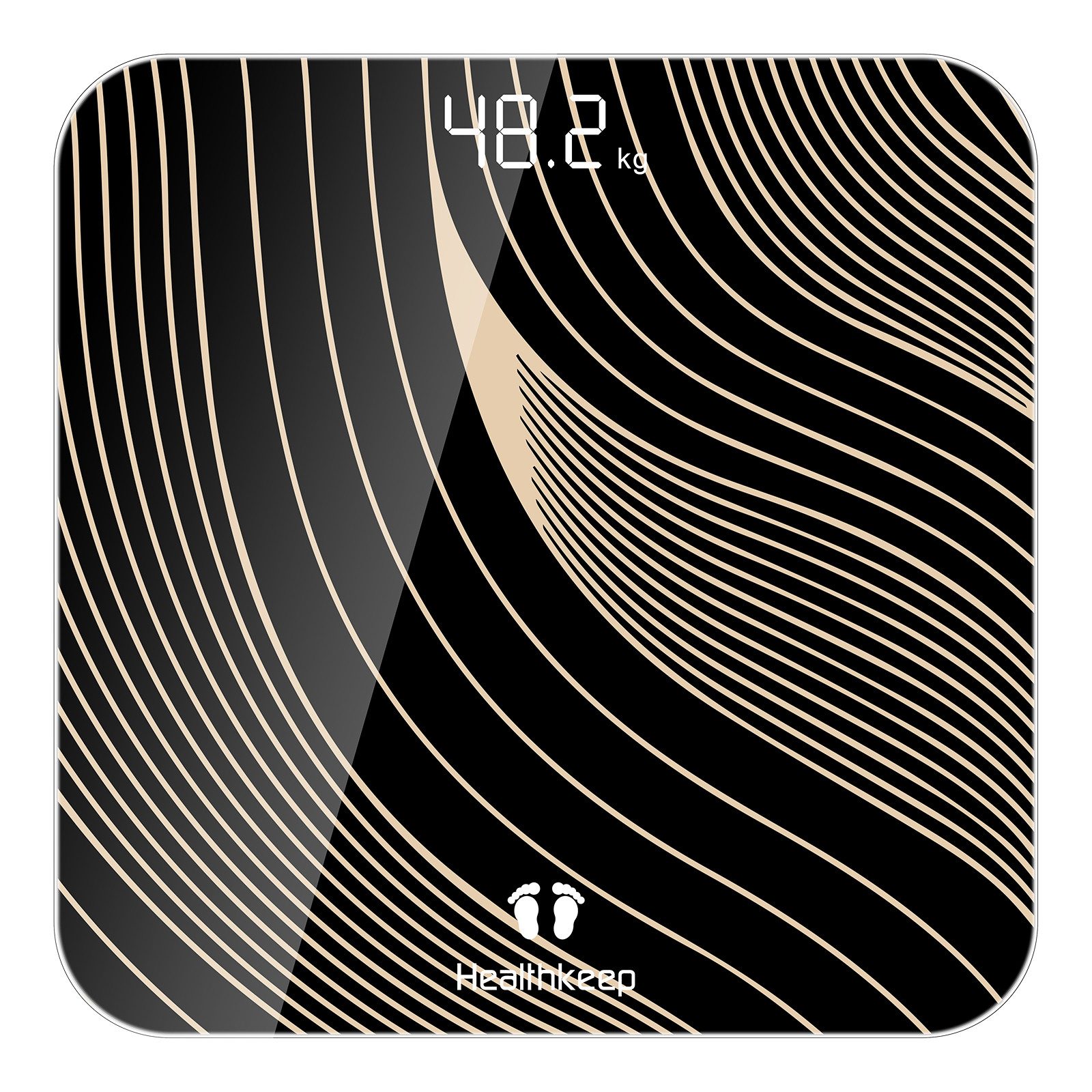 Healthkeep Personenwaage Digitale Personenwaage mit Step-On-Technologie und LED-Anzeige, schlankes Design, Maximalgewicht 180 kg/400 lb