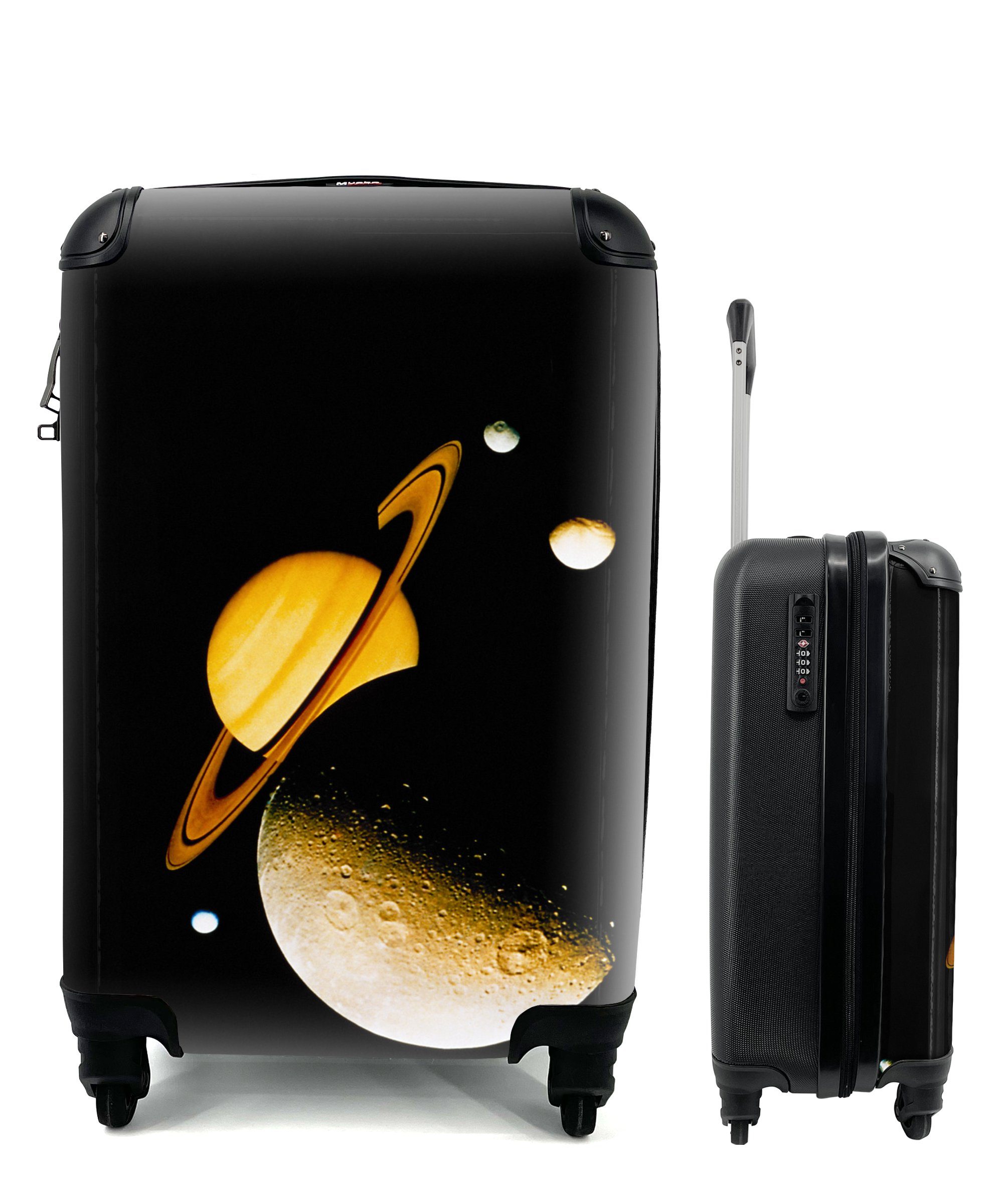 Trolley, Rollen, Ferien, für Handgepäck Reisetasche MuchoWow Handgepäckkoffer 4 Reisekoffer Saturn Monde, und seine mit rollen,