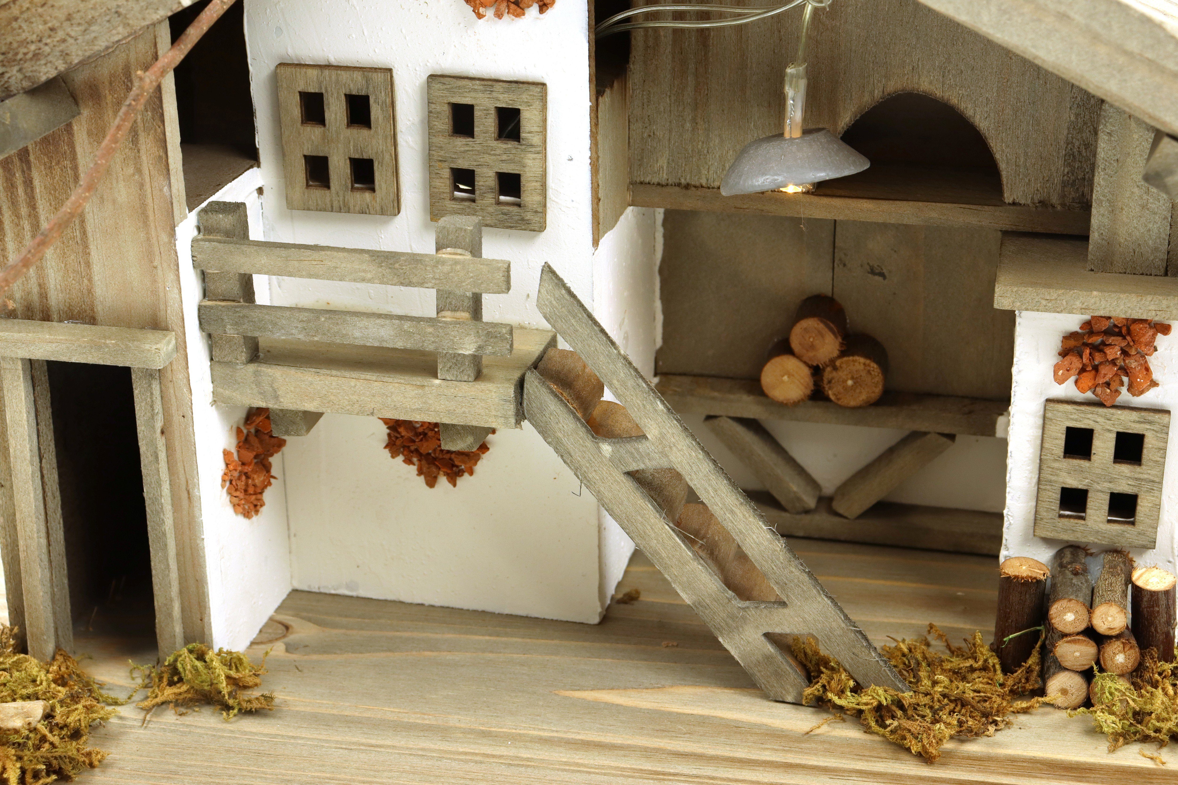 ELLUG Krippe Holz Krippenstall, mit Licht 38*18*21cm (OHNE Krippenfiguren) günstig online kaufen
