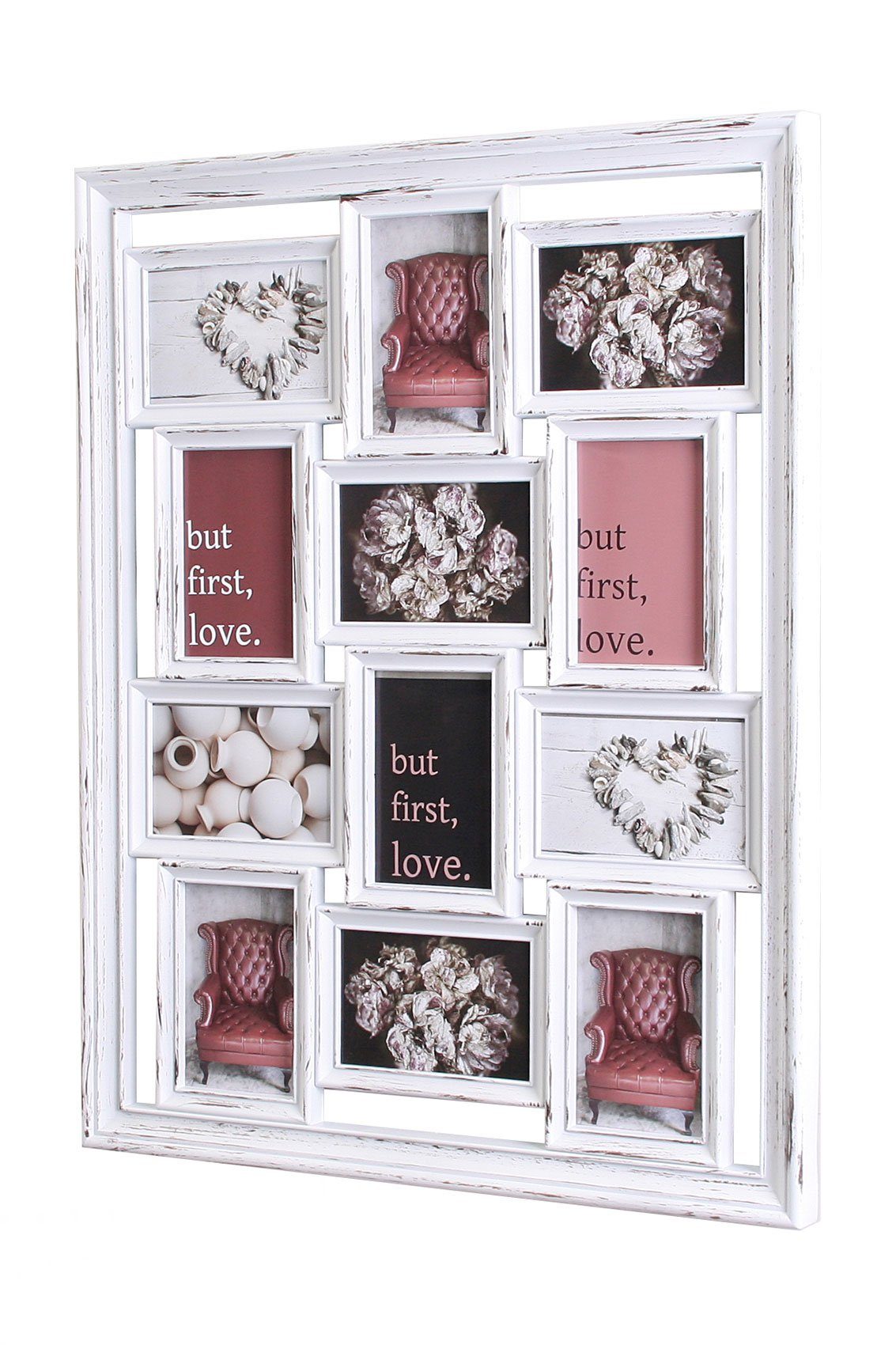 Levandeo® Bilderrahmen Collage, levandeo Bilderrahmen Weiß Collage 52x67cm günstig online kaufen