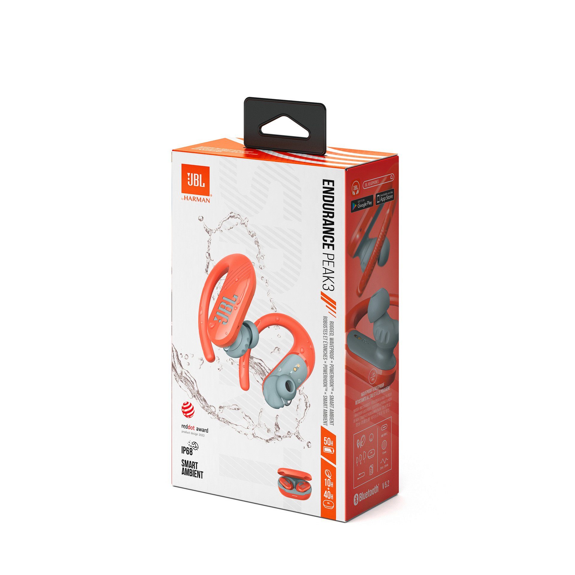 JBL Endurance PEAK 3 TW Korall Earbuds - In-Ear-Kopfhörer Sport wireless