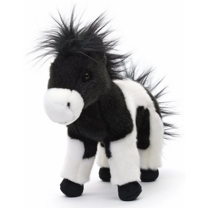 Uni-Toys Kuscheltier Pferd schwarz-weiß stehend - 23 cm (Höhe) - Plüsch-Pferd Plüschtier zu 100 % recyceltes Füllmaterial AR12018