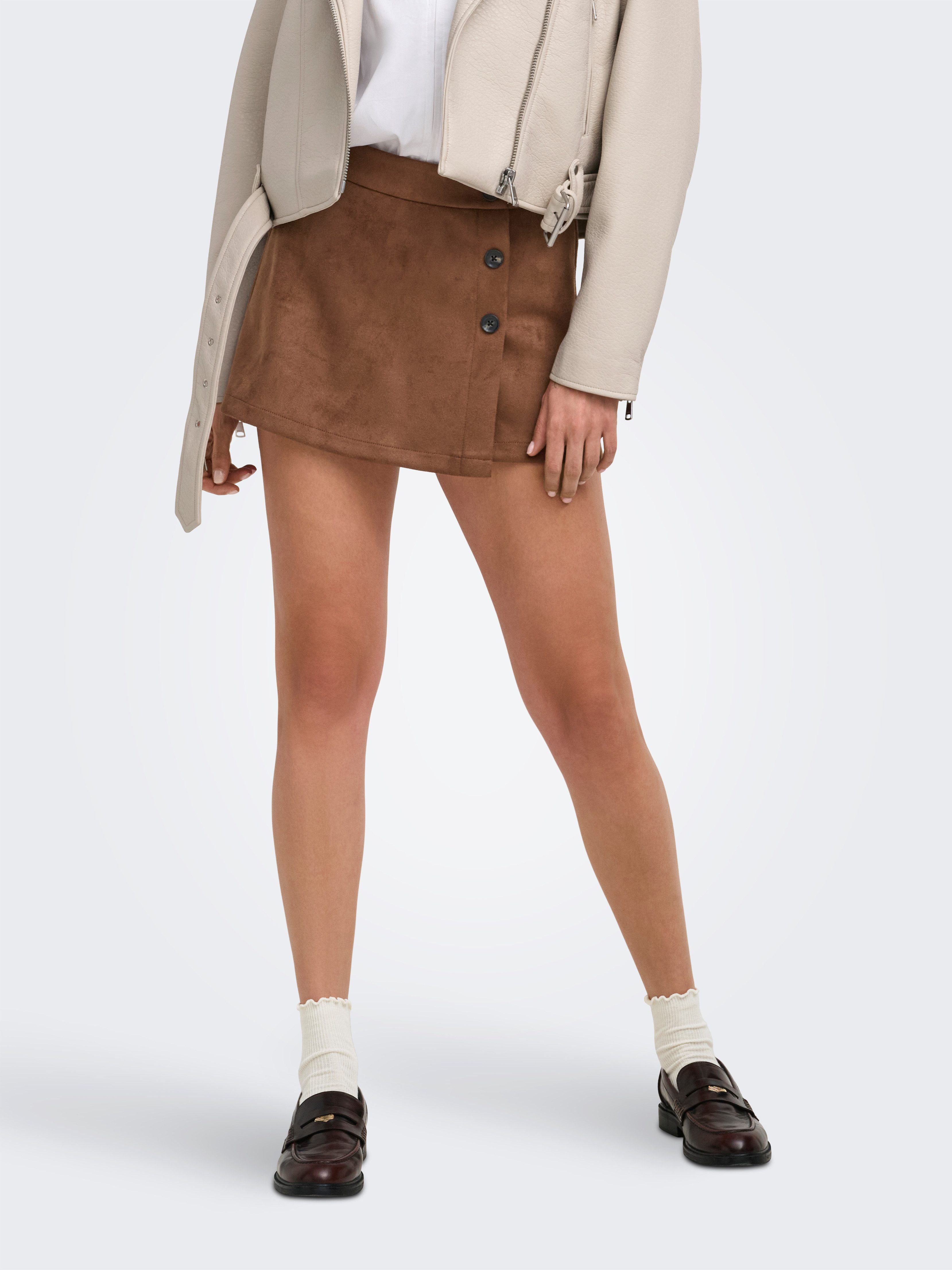 ONLY Hosenrock ONLADDI HW FAUX SUEDE SKORT CC PNT Materialmix mit Stretch, high waist