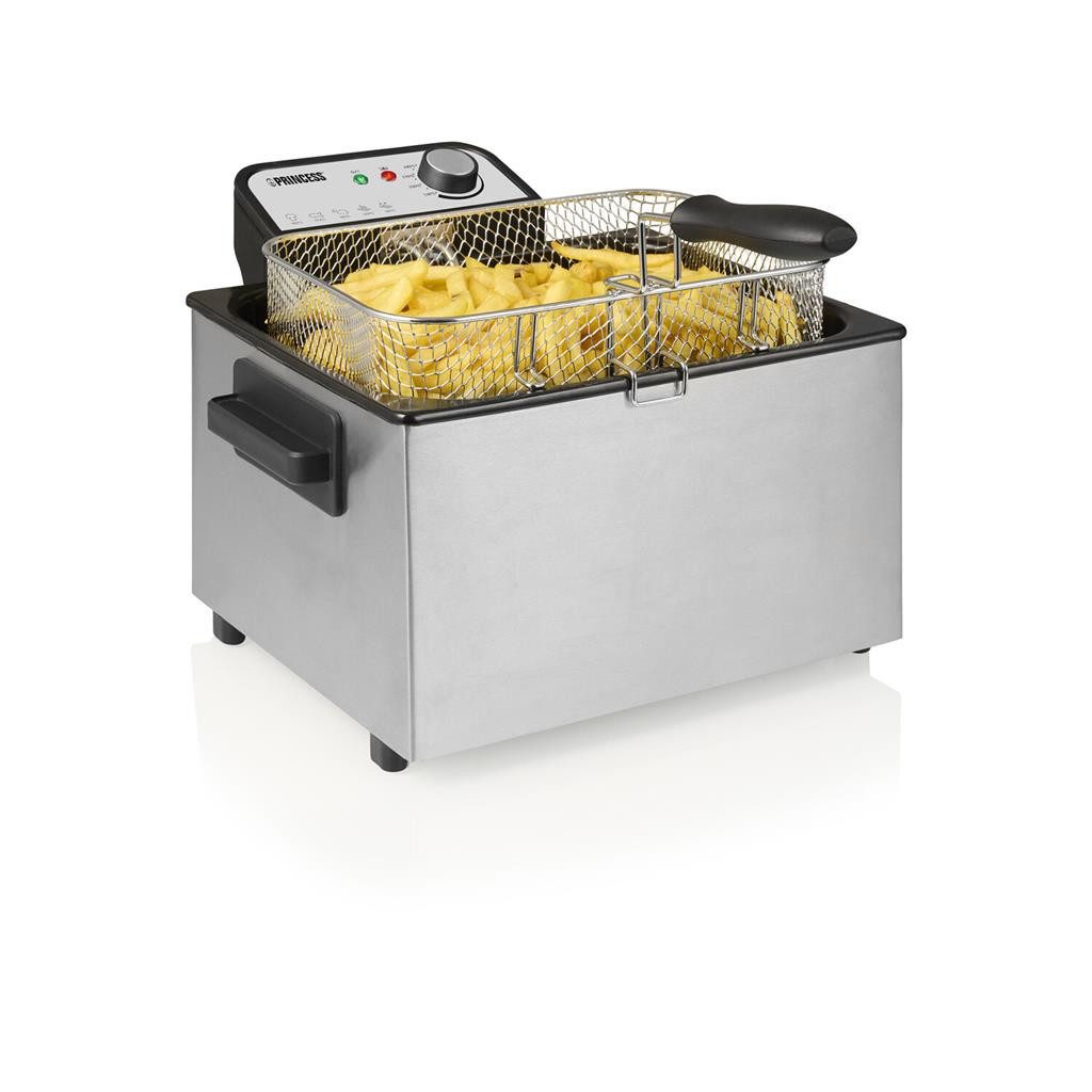 PRINCESS Fritteuse 01.184090.01.001, 3270 W, 5 L mit Cool Zone – Edelstahl, 190°C