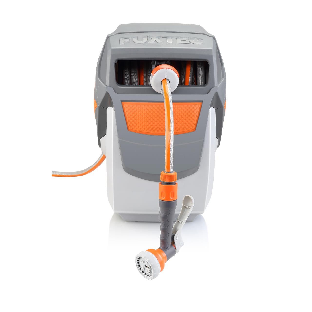 FUXTEC hose reel FX-WSA20, 20 m hose, ½ inch connection, swiveling, automatic rewinding