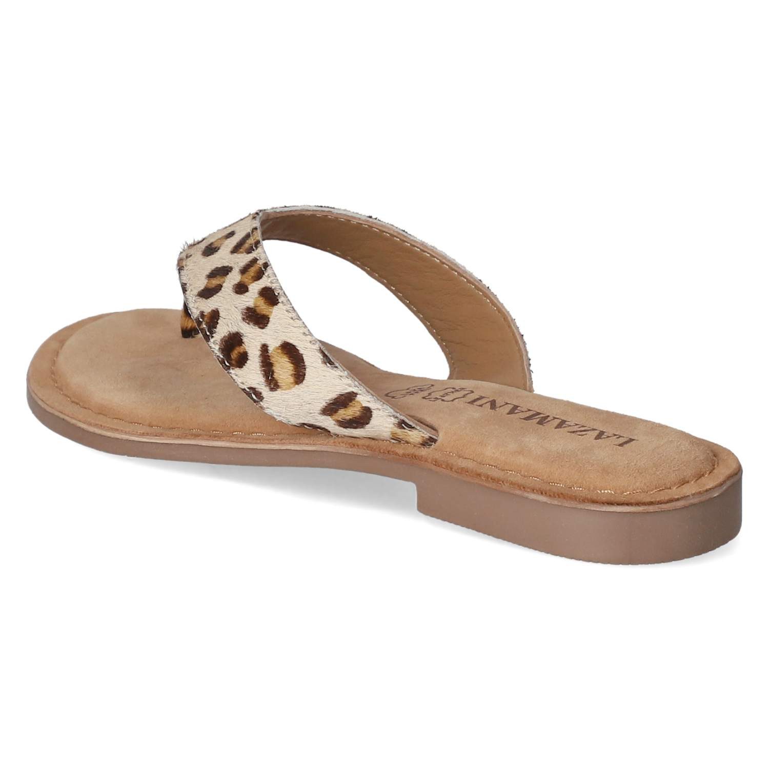 Lazamani LAZAMANI LA75908 LEOPARD Damen Leder beige Pantolette
