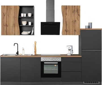 Kochstation Küche KS-Bruneck, 300cm breit, wahlweise mit oder ohne E-Geräte, hochwertige MDF-Fronten
