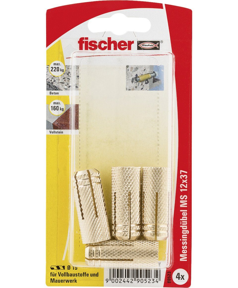 fischer Schrauben- und Dübel-Set Fischer Messingdübel MS 12.0 x 37 mm - 4 Stück
