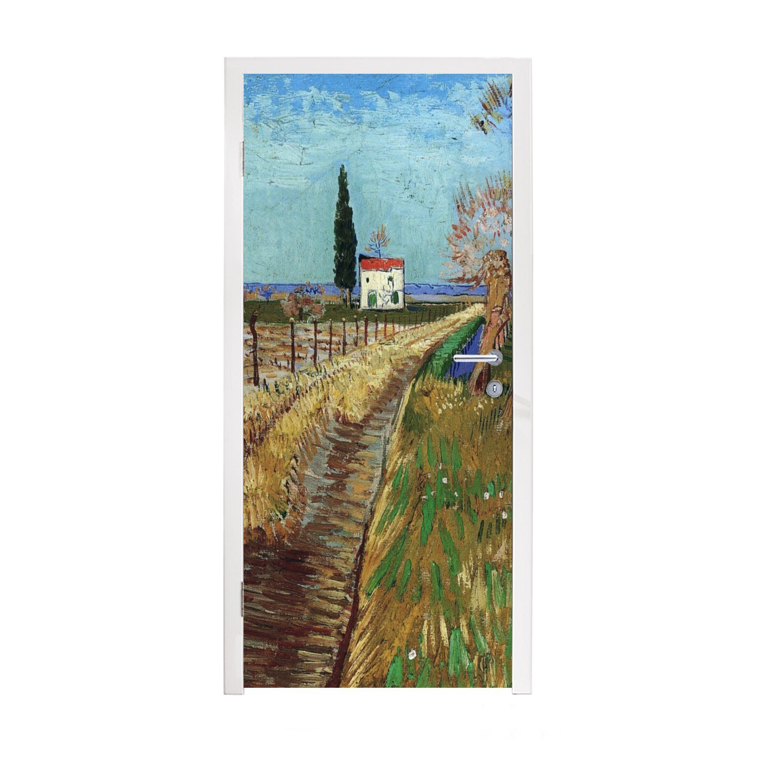 MuchoWow Türtapete Weg durch ein Weidenfeld - Vincent van Gogh, Matt, bedruckt, (1 St), Fototapete für Tür, Türaufkleber, 75x205 cm