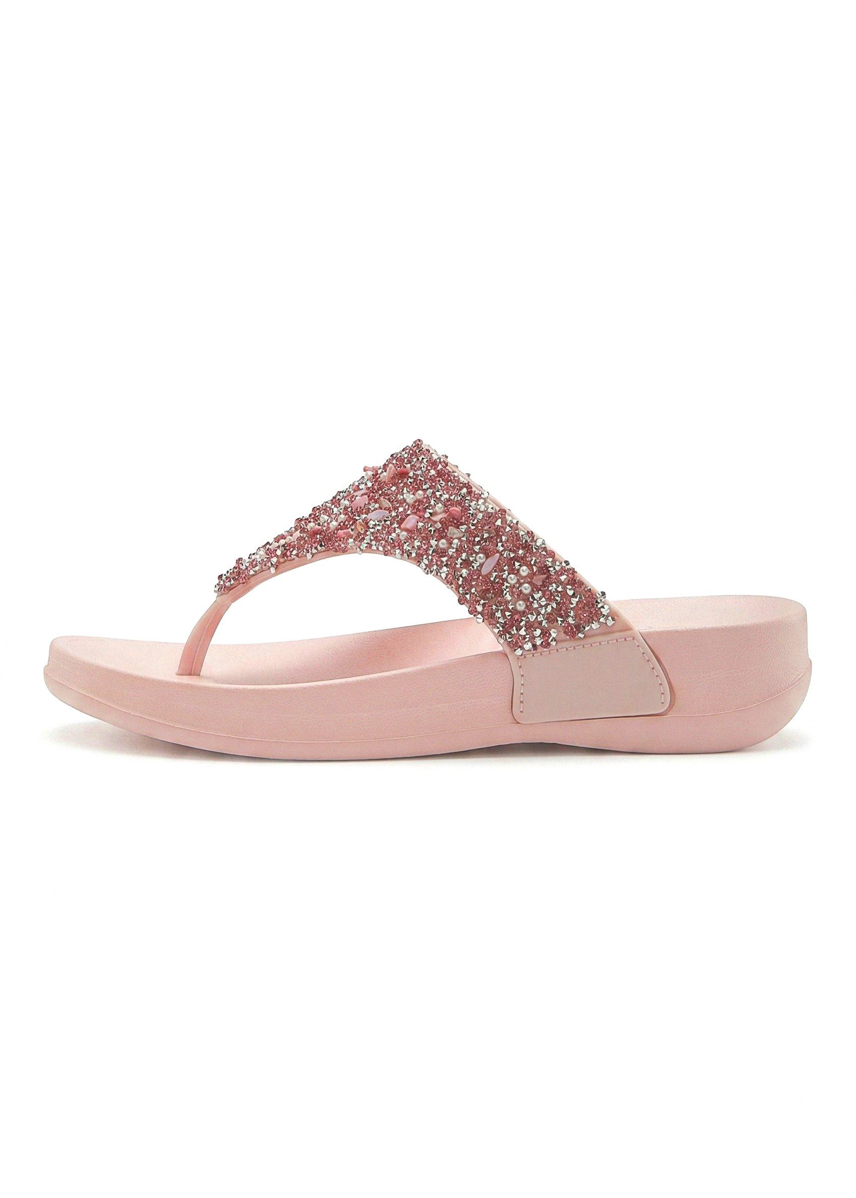 Vivance by Lascana Flip Flop, Badelatsche, Badeschuhe, Pantolette, Zehentrenner, Badezehentrenner NEU Sommerschuh mit modischem Glitzerdetail VEGAN