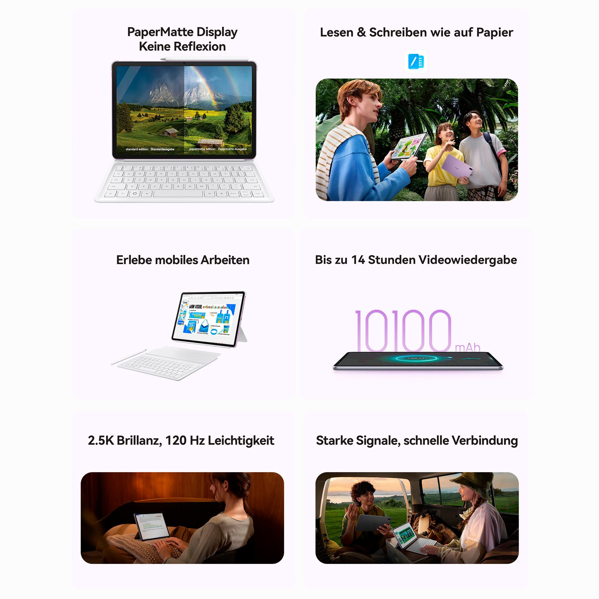 Huawei MatePad 11.5 (8+256 GB) Tablet (11,5", 256 GB, HarmonyOS, PaperMatte Display, Personalisierte Notizen, 10.100 mAh Akku)