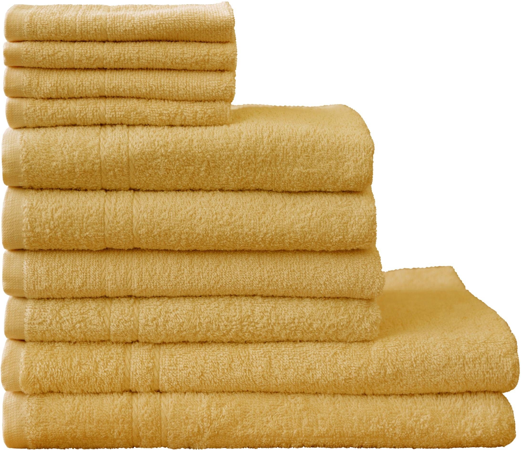 Dyckhoff Handtuch Set Kristall, Walkfrottee (Set, 10-St), mit feiner Bordüre, Duschtücher, Handtücher und Gästetücher