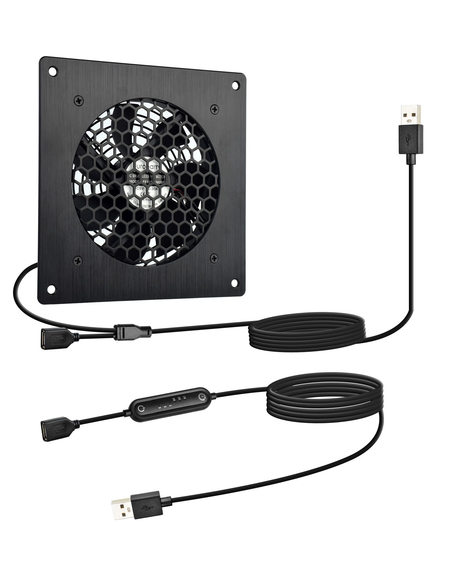 euroharry Mini USB-Ventilator USB 120mm leiser Lüfter, 6-Windgeschwindigkeiten und Smart Timing
