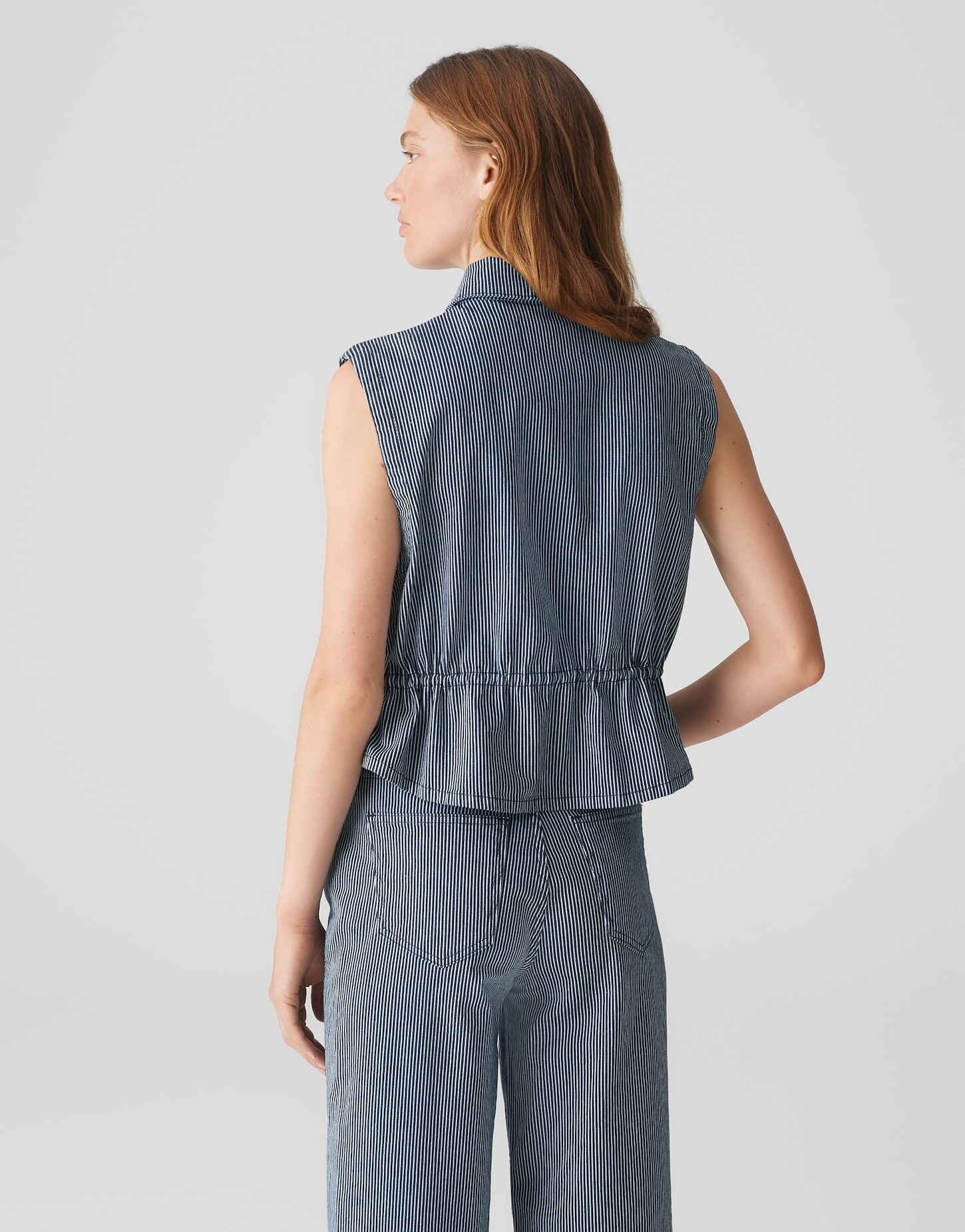 OPUS Anzugweste Gestreifte Weste WALEA Regular aus softem Denim