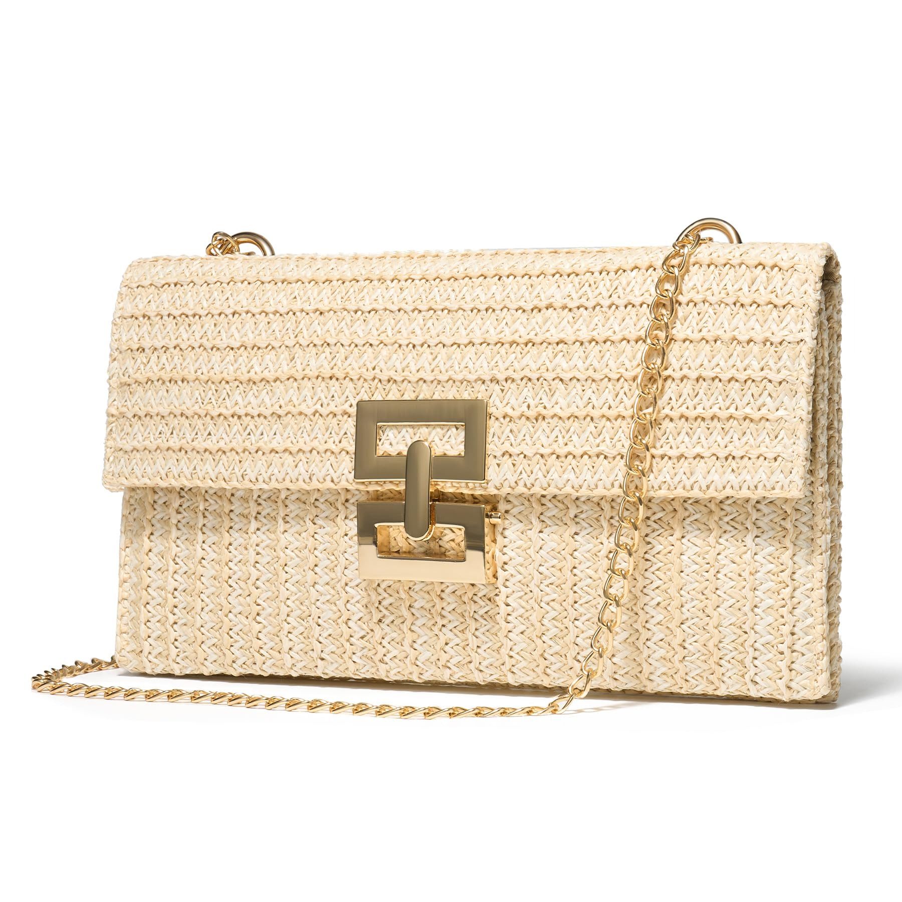 nsihing Umhängetasche Strohtasche Damen 2-in-1 Clutch & Umhängetasche Boho, Sommer Strand Tasche, Raffia, Leicht & Stilvoll