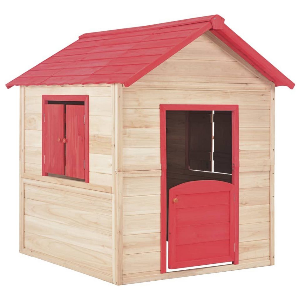vidaXL Spielhaus Kinderspielhaus Tannenholz Rot