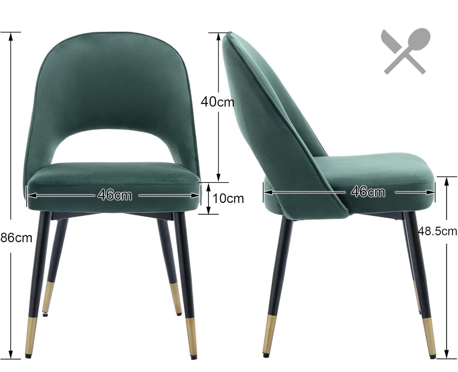 CHAIRUS Polsterstuhl Samt-Stühle 2er-Set mit Metallbeinen für Küche, Ess- oder Wohnzimmer (2 St), Esszimmerstuhl, Küchenstuhl, Wohnzimmerstuhl