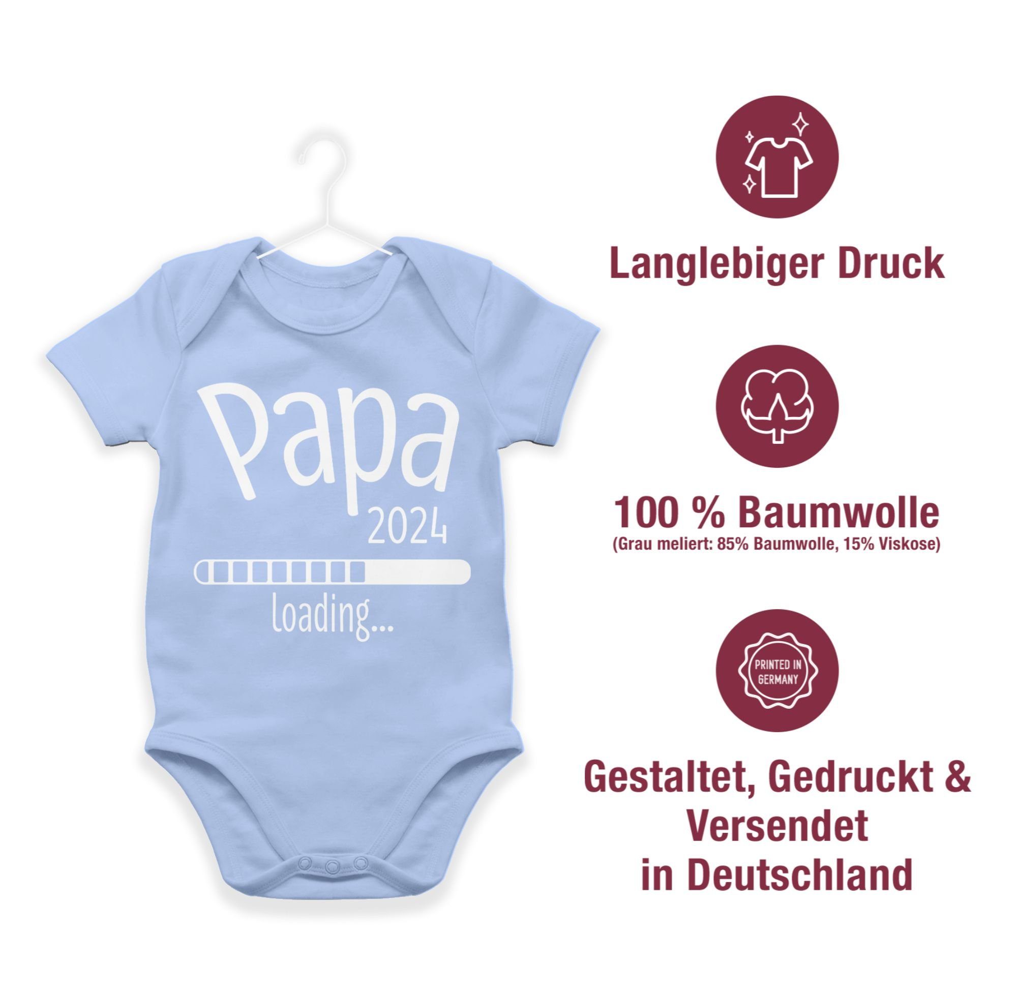 Shirtracer Shirtbody Papa 2024 Geschenk Baby 2 Babyblau Vatertag loading