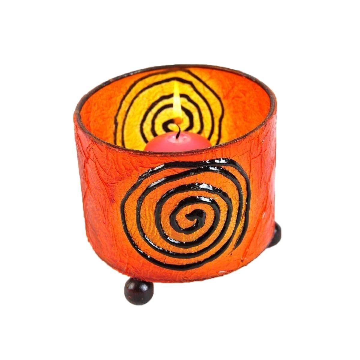 SIMANDRA Windlicht Mediterrane rund, aus Resin im Bali-Design