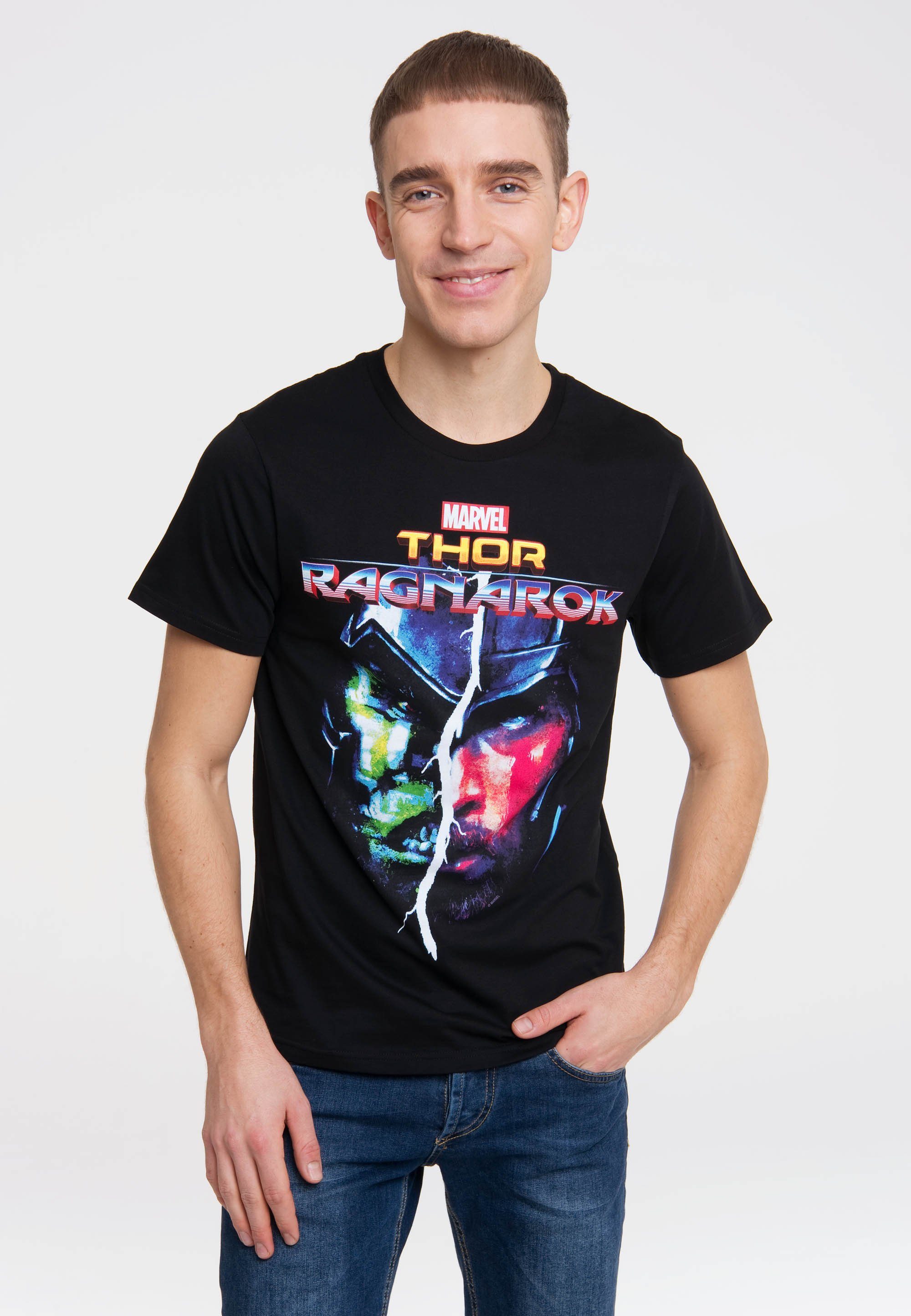 LOGOSHIRT T-Shirt Marvel - mit Thor Thor-Frontprint Ragnarok coolem